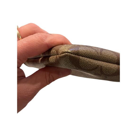 Coach Large Corner Zip Wristlet / Wallet Signature Canvas CS438 IM/Khaki Saddle - Picture 14 of 14